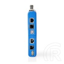 Nedis NWCTM100BU LAN kábel teszter (RJ45, RJ11, BNC, USB AB, 9V elem, max. 180 m, LED kijelző, kék)