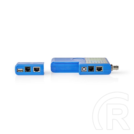 Nedis NWCTM100BU LAN kábel teszter (RJ45, RJ11, BNC, USB AB, 9V elem, max. 180 m, LED kijelző, kék)