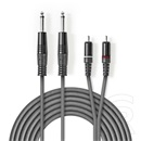 Nedis OnStage félprofi audio kábel (2 x 6,35 mm mono jack dugó / 2 x RCA dugó, 1,5 m, rugalmas)