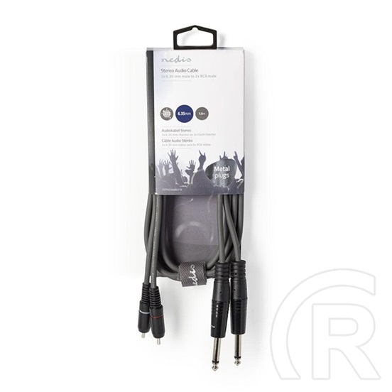 Nedis OnStage félprofi audio kábel (2 x 6,35 mm mono jack dugó / 2 x RCA dugó, 1,5 m, rugalmas)