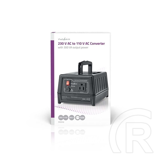Nedis POCO102 feszültségátalakító (230 V AC › 110 V AC, 300 W, asztali kivitel, USA)