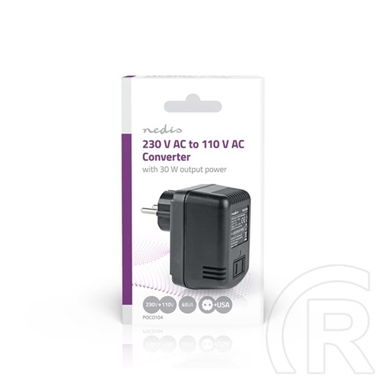 Nedis POCO104 feszültségátalakító (230V AC › 110V AC, 30W, kompakt, USA)