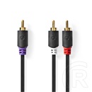 Nedis RCA mélynyomó kábel (RCA dugó / 2x RCA dugó, 3 m, antracit, aranyozott csatlakozó)