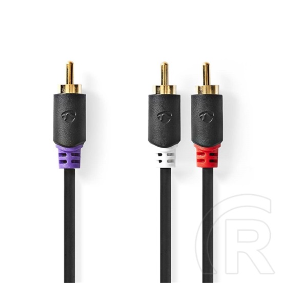 Nedis RCA mélynyomó kábel (RCA dugó / 2x RCA dugó, 3 m, antracit, aranyozott csatlakozó)