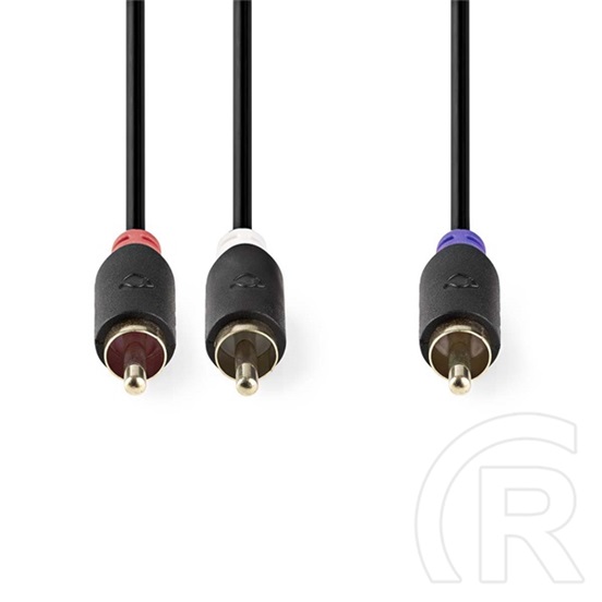 Nedis RCA mélynyomó kábel (RCA dugó / 2x RCA dugó, 3 m, antracit, aranyozott csatlakozó)