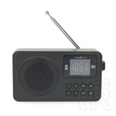Nedis RDFM2225BK bluetooth hordozható FM rádió (v5.3, 1900mAh belső akku, max. 10 óra, 1 W, USB-C, 3,5 mm, fekete)