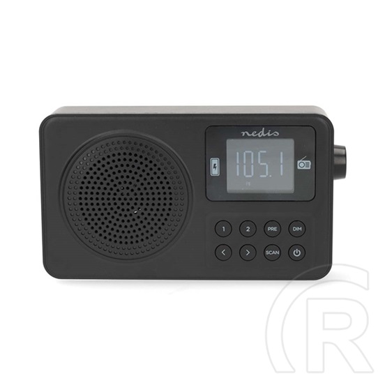 Nedis RDFM2225BK bluetooth hordozható FM rádió (v5.3, 1900mAh belső akku, max. 10 óra, 1 W, USB-C, 3,5 mm, fekete)