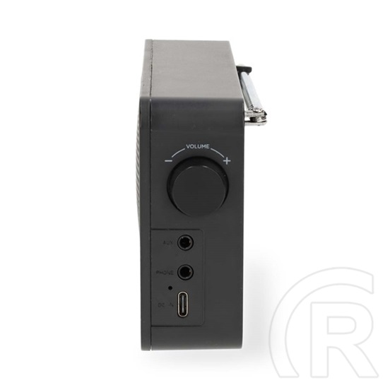 Nedis RDFM2225BK bluetooth hordozható FM rádió (v5.3, 1900mAh belső akku, max. 10 óra, 1 W, USB-C, 3,5 mm, fekete)