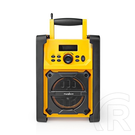 Nedis RDFM3100 munka rádió (v4.2, 15w, ipx5 vízálló, 20 FM állomás, 3,5 mm audióbemenet, sárga)
