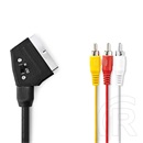Nedis SCART kábel (3x RCA férfi, nikkelezett, kapcsolható, 480p, 1 m, kerek, PVC, fekete)