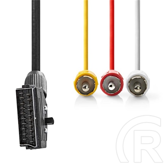 Nedis SCART kábel (3x RCA férfi, nikkelezett, kapcsolható, 480p, 1 m, kerek, PVC, fekete)