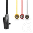 Nedis SCART kábel (3x RCA férfi, nikkelezett, kapcsolható, 480p, 1 m, kerek, PVC, fekete)