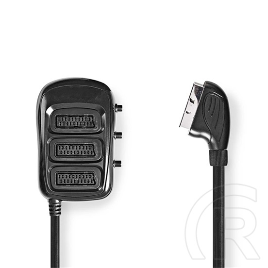 Nedis SCART kapcsoló (3x SCART anya, SCART dugasz, 0,5 m, fekete)