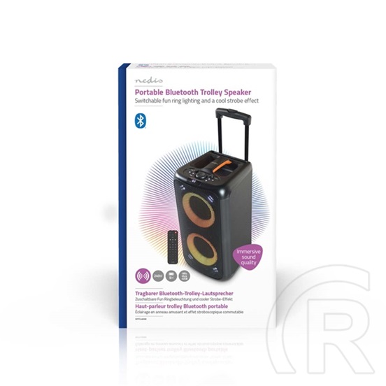 Nedis SPPT2480BK bluetooth hangszóró (v5.0, 4000 mAh belső akku, 240 W, 5 óra üzemidő, 2x5,25" mélynyomó, 2x2" magassugá