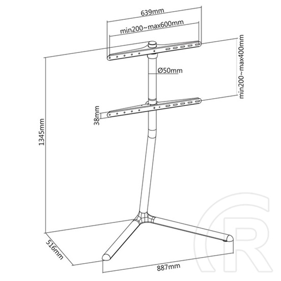 Nedis TVSM5250BK LCD TV/Monitor állvány (49"-70", 40 kg, VESA 200x200-600x400, szabadon álló)