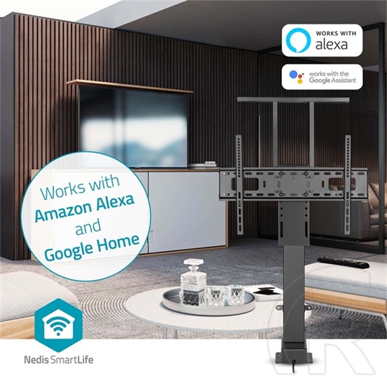 Nedis TVSM5840BK motoros TV/monitor állvány (37-80", állítható magasság 79-184 cm, Smart Wi-Fi, 60 kg, fekete)