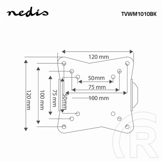 Nedis TVWM1010BK fali tartó konzol (13"-27", max. teherbírás 30 kg, VESA 75x75/100x100/50x50, faltáv 20 mm, acél, fekete