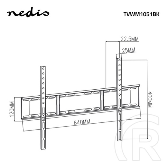 Nedis TVWM1051BK fix falitartó (37"-70", VESA 100x100/200x100/200x200/300x300/400x400/600x400, 35 kg, min. faltáv. 23 mm