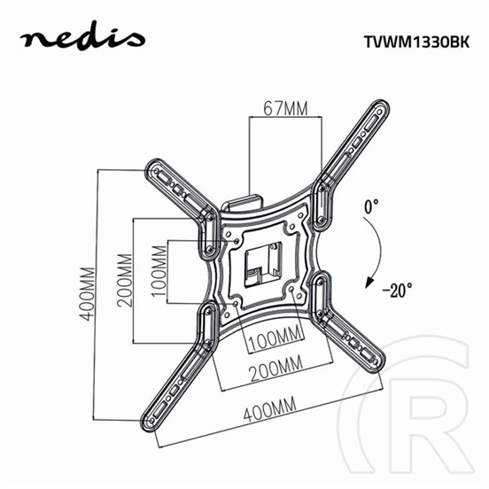 Nedis TVWM1330BK LCD TV/monitor fali tartó konzol (23-55", 30 kg, dönthető, forgatható)