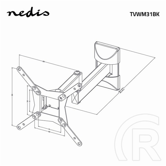 Nedis TVWM31BK fali monitor tartó konzol (10-32", dönthető, forgatható, VESA 75x75/100x100/200x100/200x200, faltáv 68-3