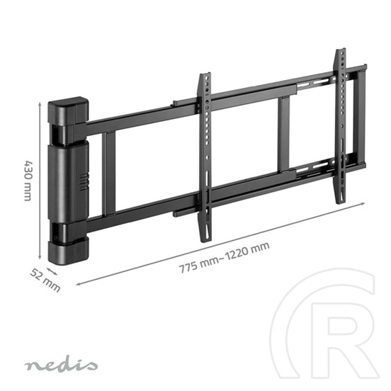 Nedis TVWM5860BK motoros fali konzol (32-75", VESA 400x400, 600x400, max. 60 kg, faltáv 56 mm, távirányítós, fekete)