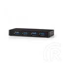 Nedis UHUBU3420BK USB hub (4xUSB-A, USB 3.2 Gen 1, tápkábel 1,45 m, fekete)
