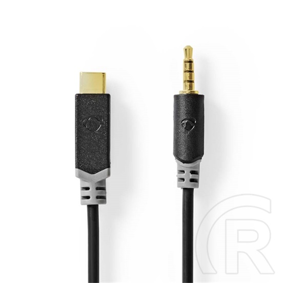 Nedis USB-C - 3,5 mm sztereó jack kábel (USB-C dugó / 3,5 mm jack dugó, aranyozott csatlakozók, 1 m, fekete)