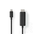 Nedis USB-C - HDMI kábel (USB-C dugó / HDMI csatlakozó, USB 3.2 Gen 1, DP alt mód, 4K@60Hz, 1 m, fekete)