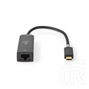 Nedis USB-C - RJ45 kábel (USB-C apa / RJ45 anya, USB 3.2 Gen 1, 1000 Mbps, 0,2 m, antracit)