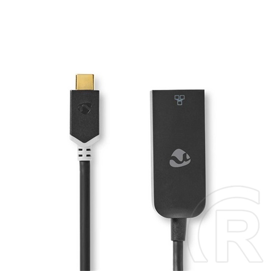 Nedis USB-C - RJ45 kábel (USB-C apa / RJ45 anya, USB 3.2 Gen 1, 1000 Mbps, 0,2 m, antracit)