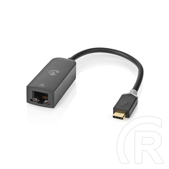 Nedis USB-C - RJ45 kábel (USB-C apa / RJ45 anya, USB 3.2 Gen 1, 1000 Mbps, 0,2 m, antracit)