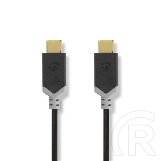 Nedis USB-C adat- és töltőkábel (C dugó / C dugó, 60W, 1 m, 4K@60Hz, 5 Gbps, antracit)