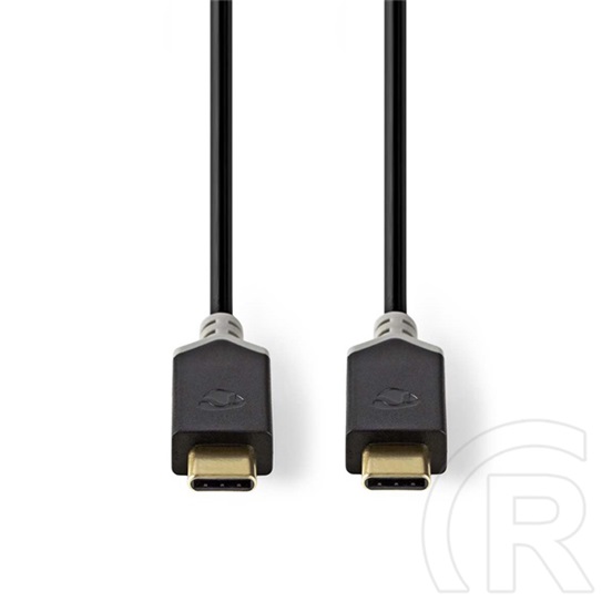 Nedis USB-C adat- és töltőkábel (C dugó / C dugó, 60W, 1 m, 4K@60Hz, 5 Gbps, antracit)