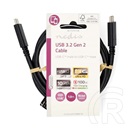 Nedis USB-C kábel (C dugó / C dugó, USB 3.2 Gen 2, 20 Gbps, 240W, 1 m, fekete)