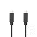 Nedis USB-C kábel (C dugó / C dugó, USB 3.2 Gen 2, 20 Gbps, 240W, 1 m, fekete)
