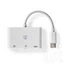 Nedis USB-C multiport kábel (USB-C dugó / USB-A anya / 3,5 mm-es anya, 0,1 m, USB 2.0, fehér)