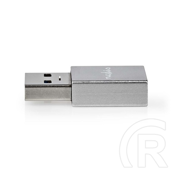 Nedis USB 3.2 Gen 1 USB-A adapter (USB-A dugó / USB-C aljzat, 5 Gbit/s, kerek, nikkelezett, ezüst)