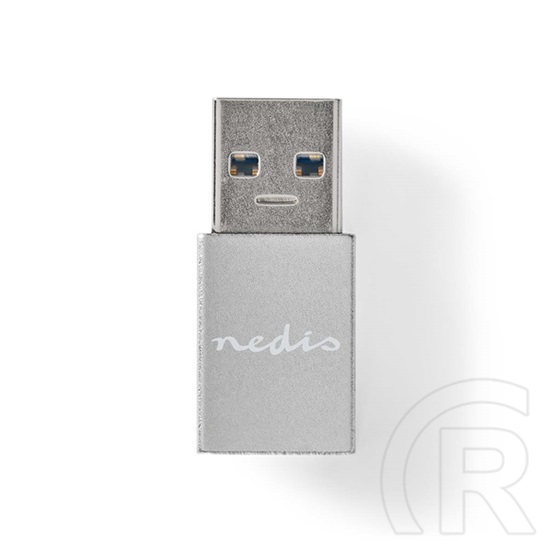 Nedis USB 3.2 Gen 1 USB-A adapter (USB-A dugó / USB-C aljzat, 5 Gbit/s, kerek, nikkelezett, ezüst)