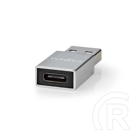 Nedis USB 3.2 Gen 1 USB-A adapter (USB-A dugó / USB-C aljzat, 5 Gbit/s, kerek, nikkelezett, ezüst)