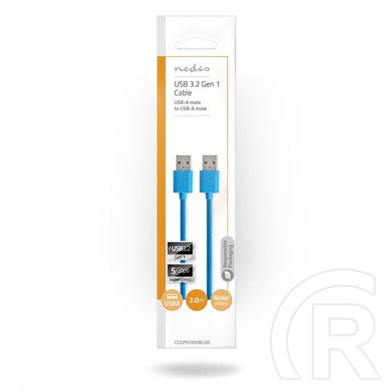 Nedis USB 3.2 kábel (A dugó / A dugó, 2 m, kék)