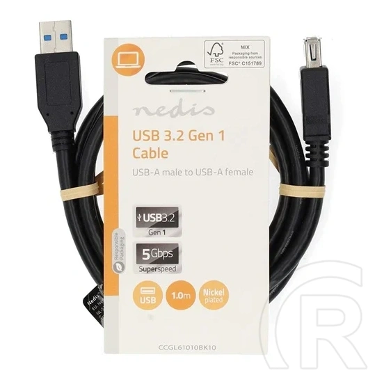 Nedis USB 3.2 toldó / hosszabbító kábel (USB A dugó / USB A aljzat, 5 Gbps, 1 m, USB3.1, USB3.0, USB2.0)