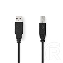 Nedis USB A - B kábel 3 m (USB 2.0, 480 Mb/s, 10W, fekete)