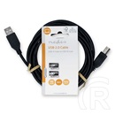 Nedis USB A - B kábel 3 m (USB 2.0, 480 Mb/s, 10W, fekete)