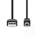 Nedis USB A - B kábel (USB 2.0, 480 Mbps, 10W, 2 m, fekete)