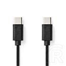Nedis USB C - USB C kábel (C dugó / C dugó, USB2.0, 60W, 1 m, fekete)