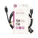 Nedis USB C - USB C kábel (C dugó / C dugó, USB2.0, 60W, 1 m, fekete)