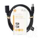 Nedis USB hosszabbító / toldó kábel (USB-A férfi / USB-A nő, USB 2.0, 2 m, fekete)