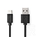 Nedis USB kábel (A dugó / C dugó, USB 2.0, 15W, 2 m, fekete)