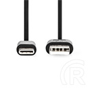 Nedis USB kábel (A dugó / C dugó, USB 2.0, 15W, 2 m, fekete)