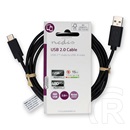 Nedis USB kábel (A dugó / C dugó, USB 2.0, 15W, 2 m, fekete)